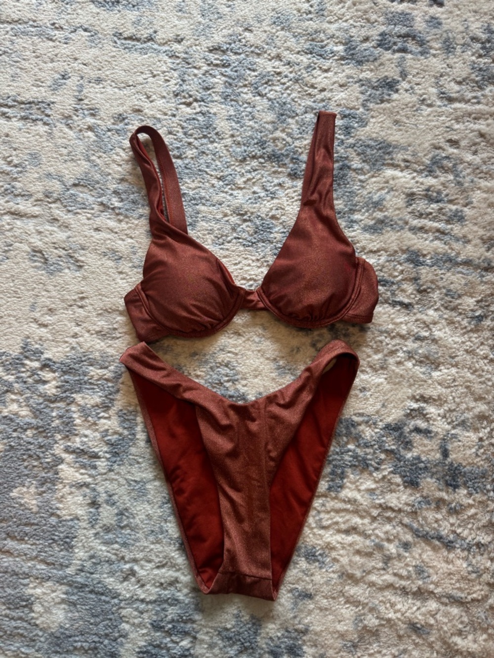 VYB Shimmer Cooper Bikini Set - Underwire Top & High-Cut Bottoms